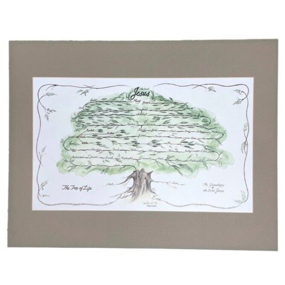 Jesus Christ Geneology Tree of Life Watercolor Llithograph Signed Numbered Mattd